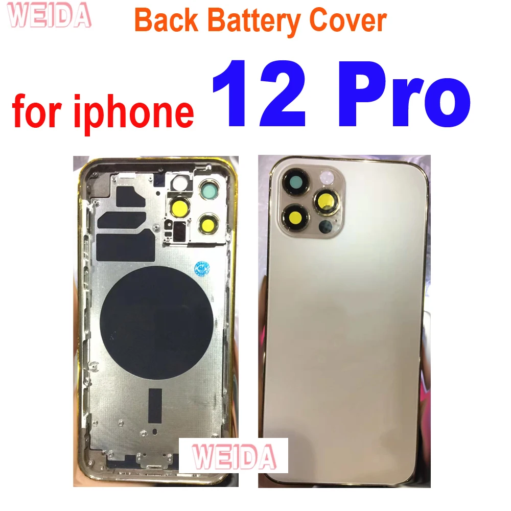 Housing Cover For iPhone 12 Pro Back Battery Cover Back Rear Glass Case Middle Classic Frame