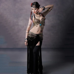 Костюм для танца живота, бюстгальтер и юбка, 4 цвета