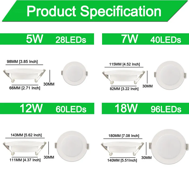 Ультра-тонкий светодиодный светильник 3 Вт 5 7 12 18 AC 220 В 240 2835SMD круглый панельный