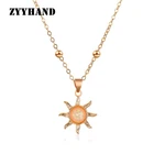 Золотой Цвет поддельные опал медальон в форме солнца ожерелье с отделкой бисером крест цепи синтетический камень леди украшения для шеи