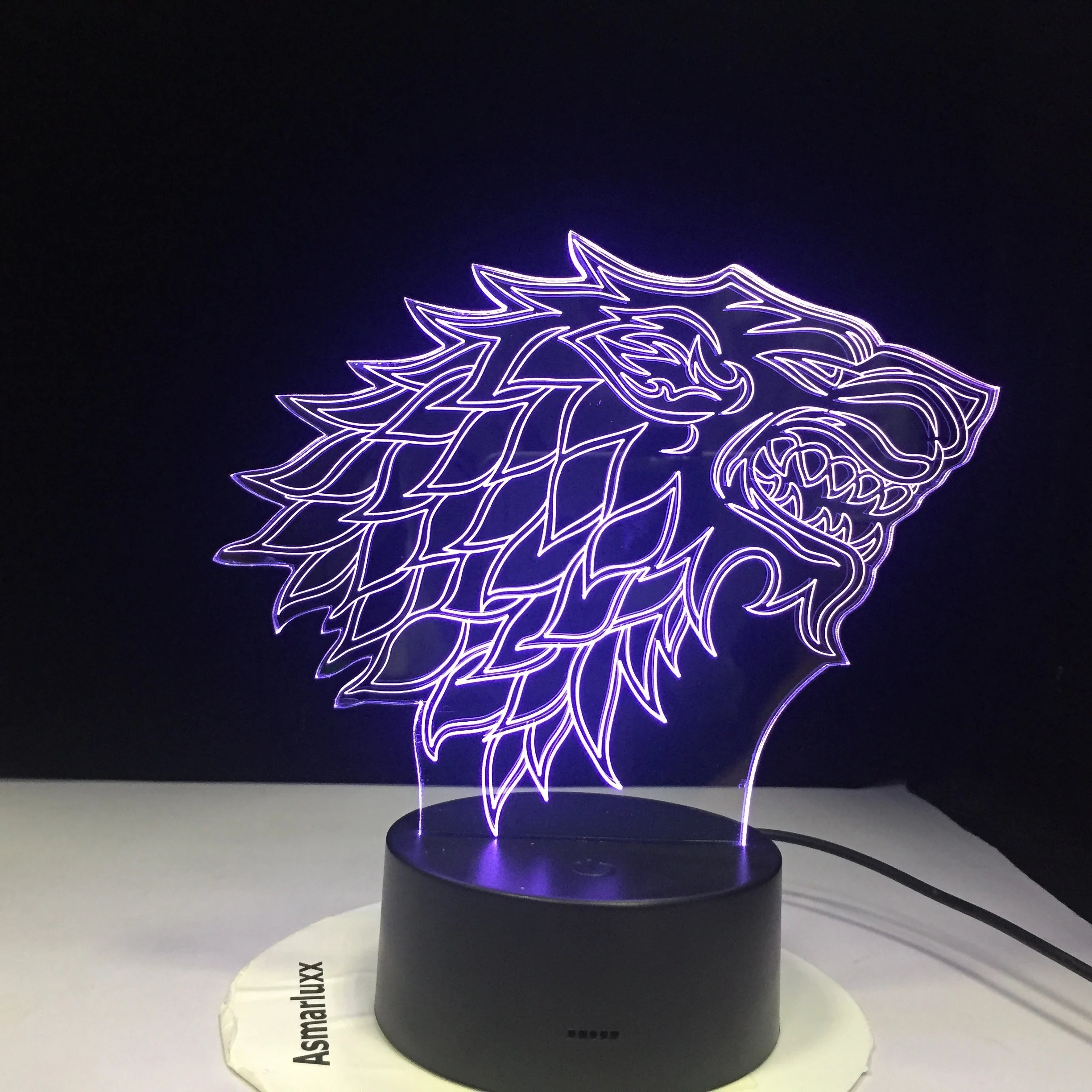 

House Stark Wolf A Song of Ice and Fire 7 Colors Chang 3D LED Night Light Table Bedroom Decor Lamp Boys Gift 811