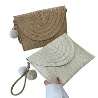 lady fashion crossbody envelope bag elegant straw handbag clutch summer beach shoulder bag