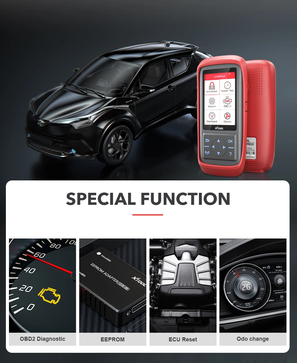 Программатор автомобильных ключей XTOOL X100 Pro2 OBD2/Настройка пробега X100PRO ECU сброс