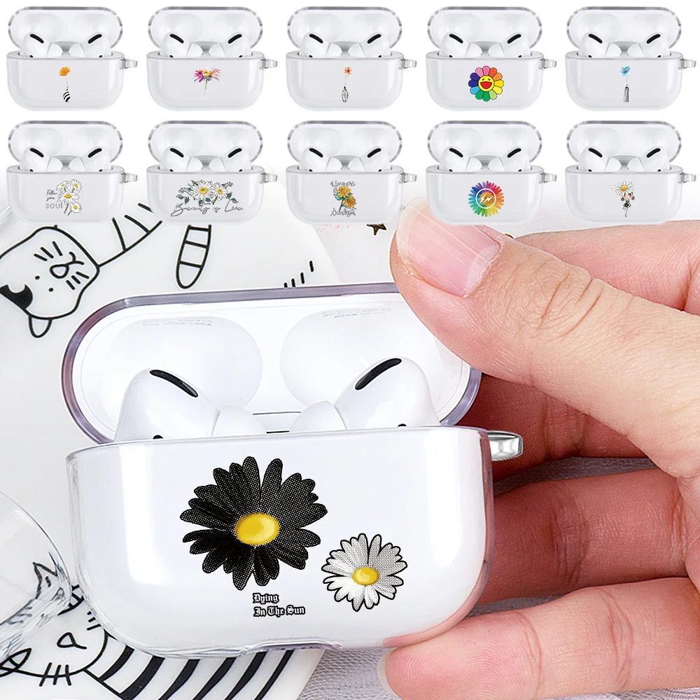 

For Apple AirPods Pro Anti-fall Clear Case - Lightweight Earphone Case Daisy Silicone Protective Cover Headphone Accessories