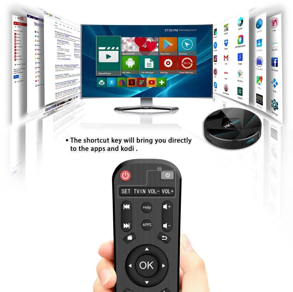 HK1 Мини плюс андроид 10 Smart TV BOX RK3318 Quad Core 2 4 г и 5G WI FI Декодер каналов кабельного