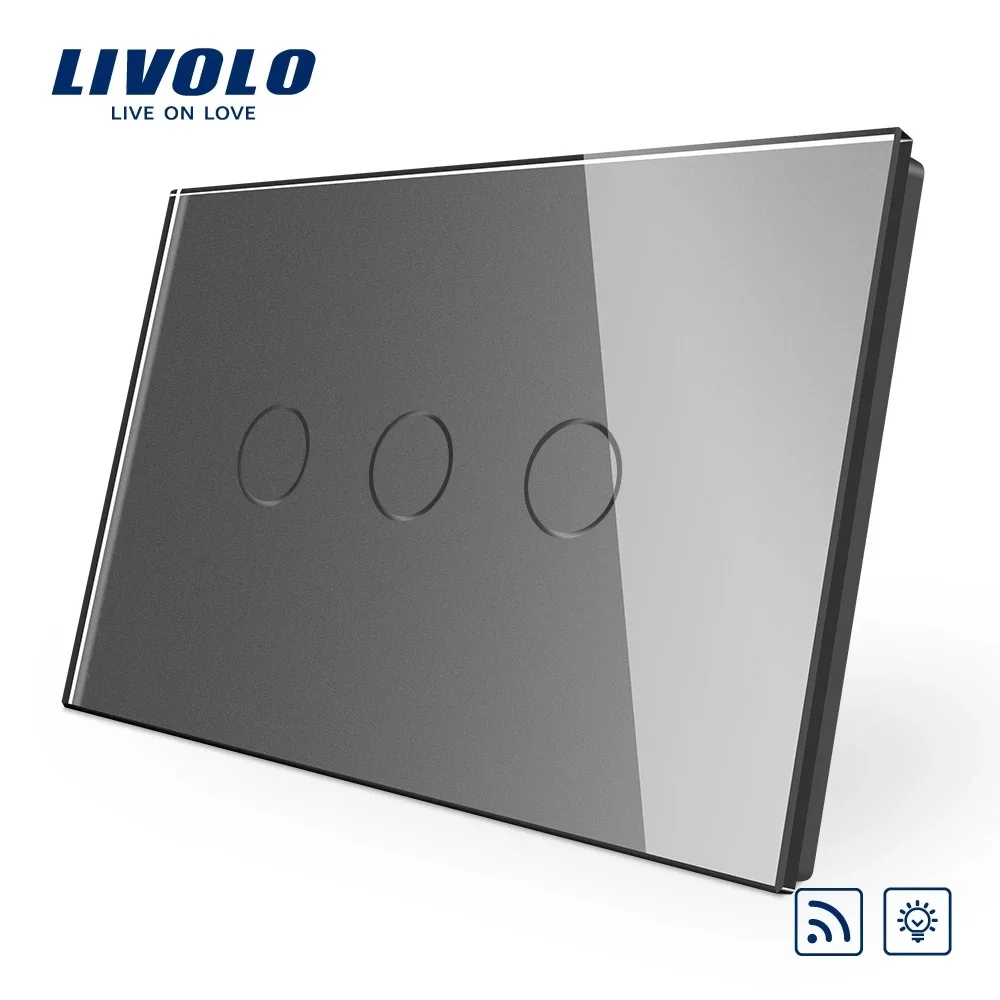 Переключатель Livolo VL-C903DR-11 стандарт США/Австралии стеклянная панель цвета