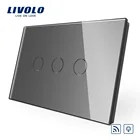 Переключатель Livolo VL-C903DR-11, стандарт СШААвстралии, стеклянная панель цвета слоновой кости, сенсорный экран, диммер и пульт дистанционного управления для дома, настенный выключатель света