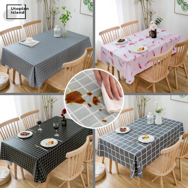 Скатерти Водонепроницаемый Pvc скатерть прямоугольной Рождество 2021 однотонные