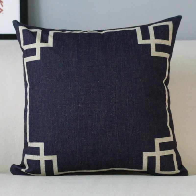 

2021 Chinese style Cushion Cover Home Decor Blue Decorative Pillows Case Geometric Cushion Cover Bird Linen Pillow Cover