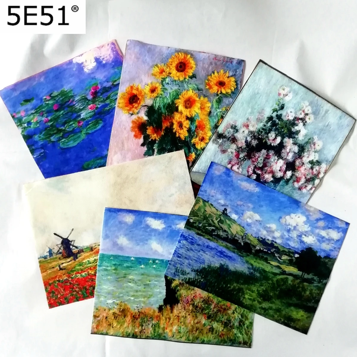 

Monet Oil Painting 100% Cotton Canvas Printed Cloth Hand Material Handmade DIY Fabric Plant Flowers 15x20cm