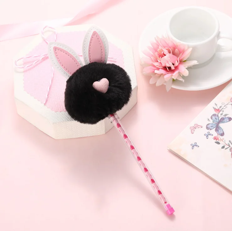 Мультяшный розовый кролик пушистый милый каваи подарок гелевая ручка