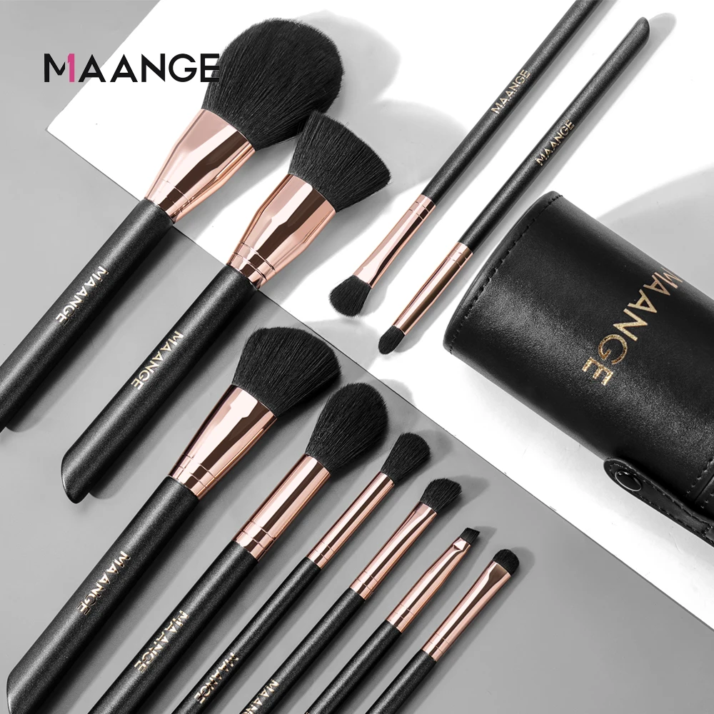 

10Pcs Black Makeup Brushes Set with Brush Box Eyeshadow Eyebrow Powder Foundation Face Powder Brushes Cosmetic Kit