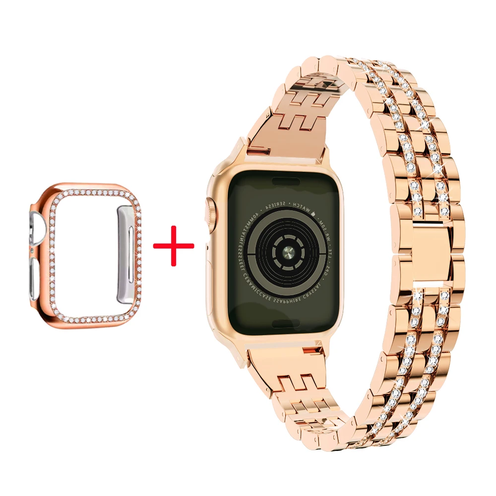 For Apple Watch series 654321SE men and women diamond strap iwatch band 44mm 40mm 42mm 38mm stainless steel diamond bracelet