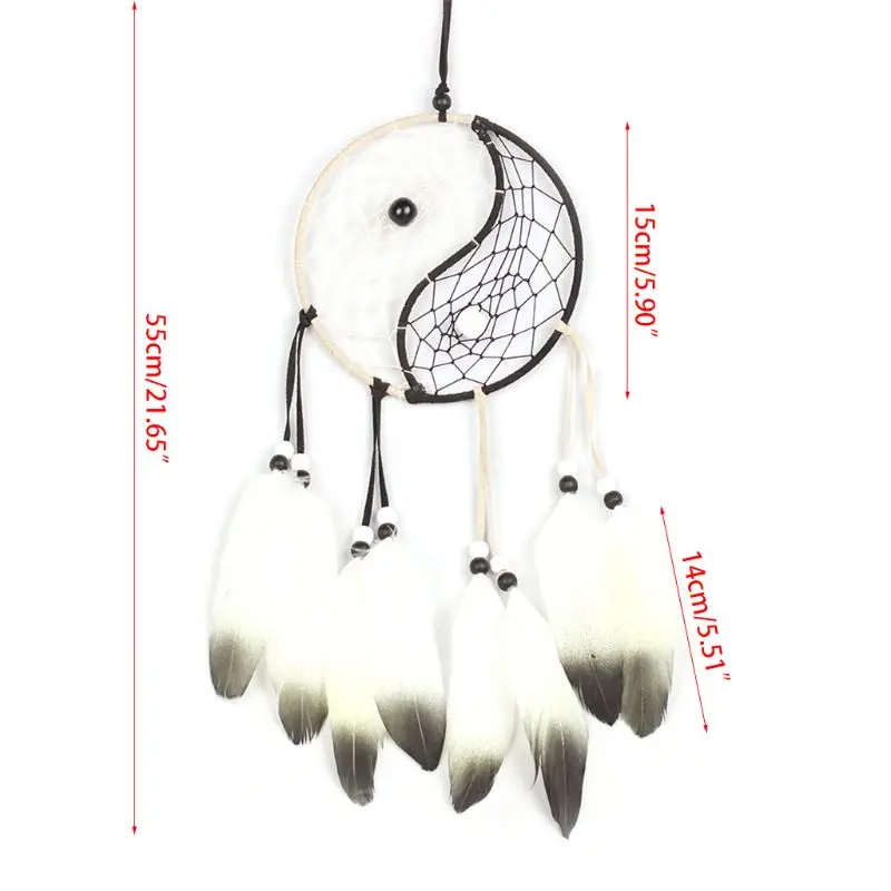 

Dream Catcher Wall Decor - White Feather Handmade Dreamcatcher for Bedroom Baby Kids Girls Boys Room Large Craft Boho Ha