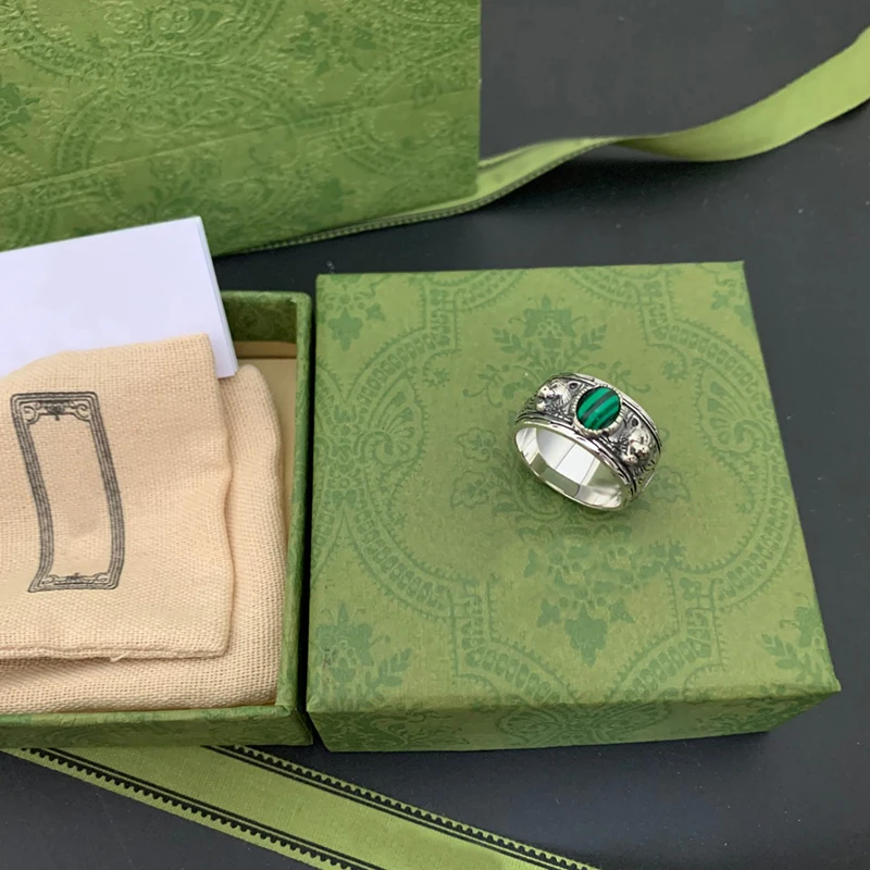 Парные кольца Ag925 из стерлингового серебра в стиле ретро хип-хоп бирюза модные