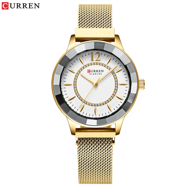 gold-white Relogio Feminino женские часы известных роскошных брендов, синие наручные часы с бриллиантами, женские наручные часы с кристаллами Zegarek Damski - Цвет: gold-white