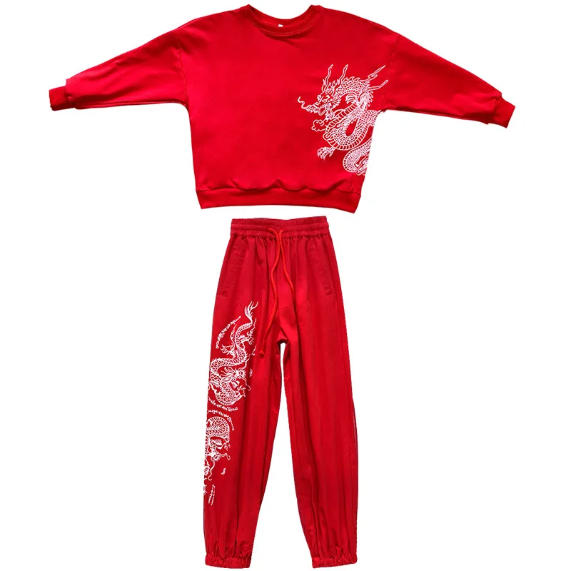 

Children Ballroom Hip Hop Clothes Chinese Style Costumes Boys Red Outfits Jazz Dance Costumes For Girls Street Dancewear
