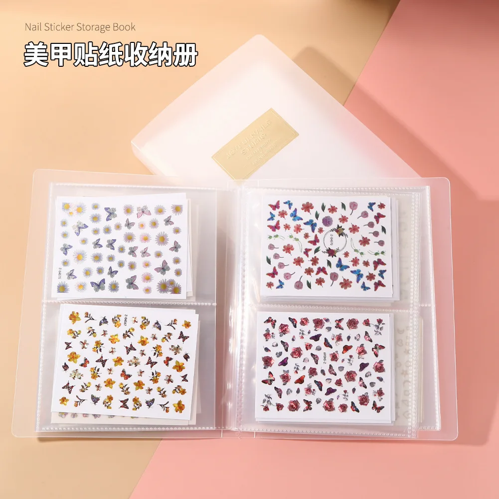 

80/168 Slots Nail Sticker Empty Storage Book Holder Case Photo Album with Button Nail Display Nail Polish Rack Wall Display