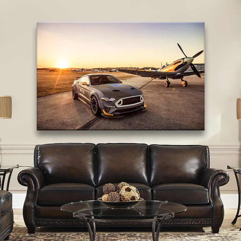 

Home Decor Canvas Hanging Painting Wall Art Painting Printmaking Ford Eagle Squadron Mustang Car Modern Modular Poster Living