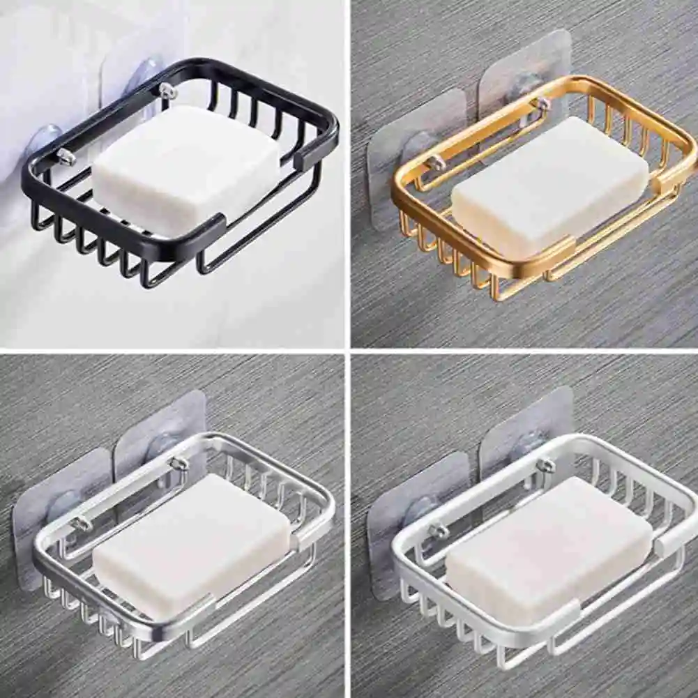 

Drill Free Soap Dish Holder Wall Mounted Storage Rack Box Dish Accessories Bathroom Toilet Sponge Soap L2G8