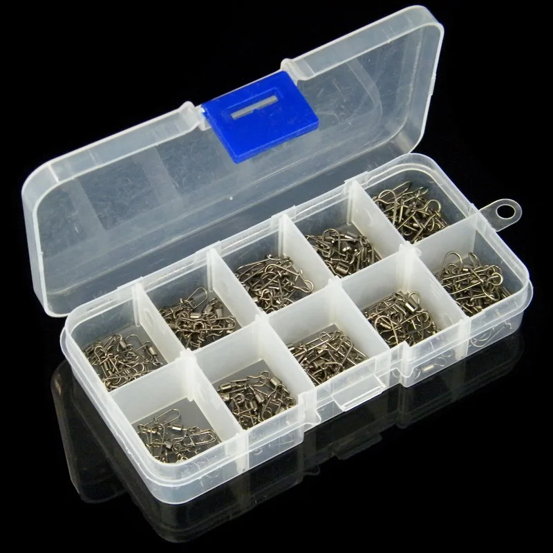 100 шт./кор. рыболовный Вертлюг из нержавеющей стали с защелкой и подшипником |