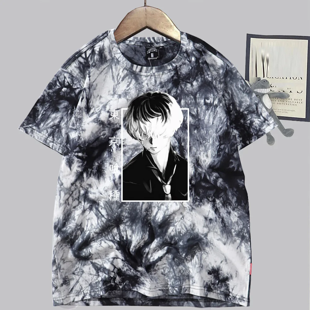 

Tokyo Ghoul Anime Fashion Short Sleeve O-neck Casual Tie-dye T-shirt