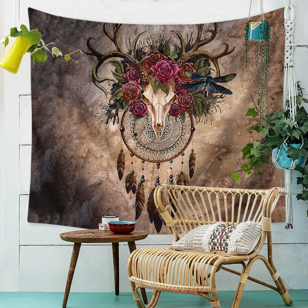 

Colorful Dreamcatcher Wall Tapestry for Bedroom Living Room Bohemian Curtains Feather Tapestry Pink for Yoga Decor Dorm Decor