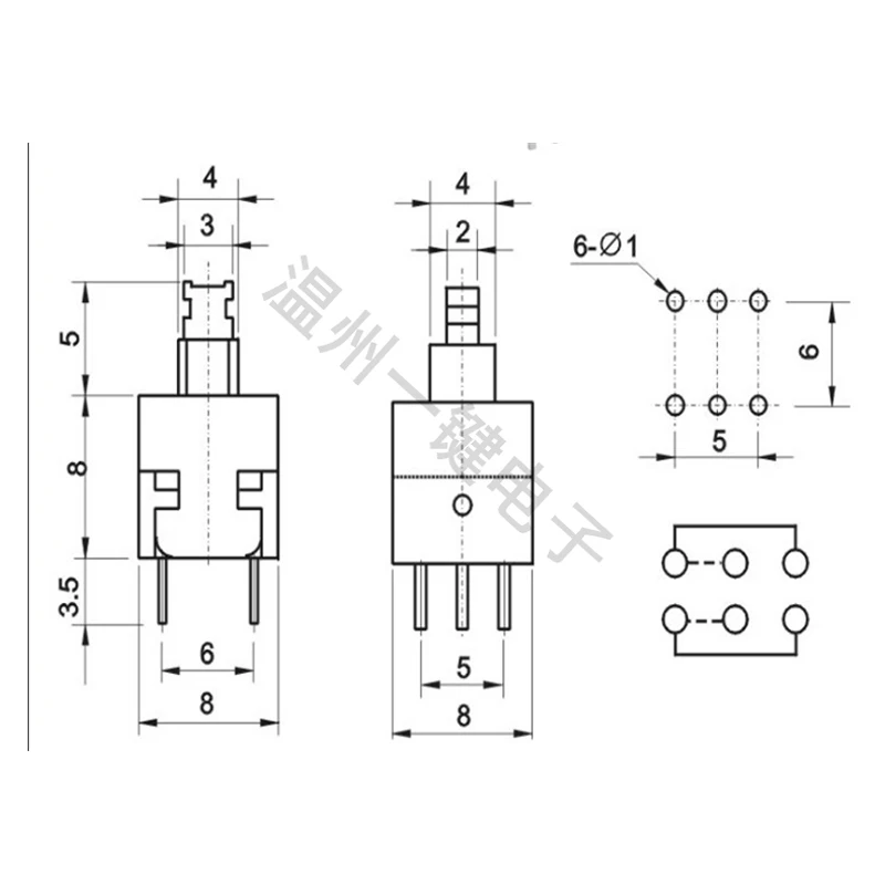 8x8 мм фонарь с фиксацией Такт Тактильный кнопочный переключатель DPDT 6 Pin DIP PCB|switch