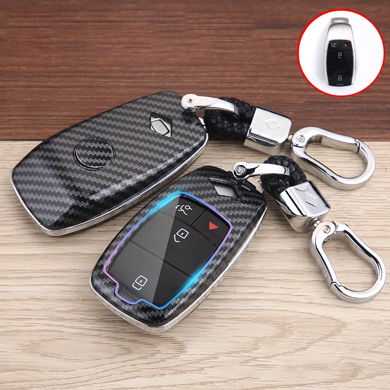 Чехол для автомобильного ключа из АБС пластика с узором углеродного волокна Mercedes