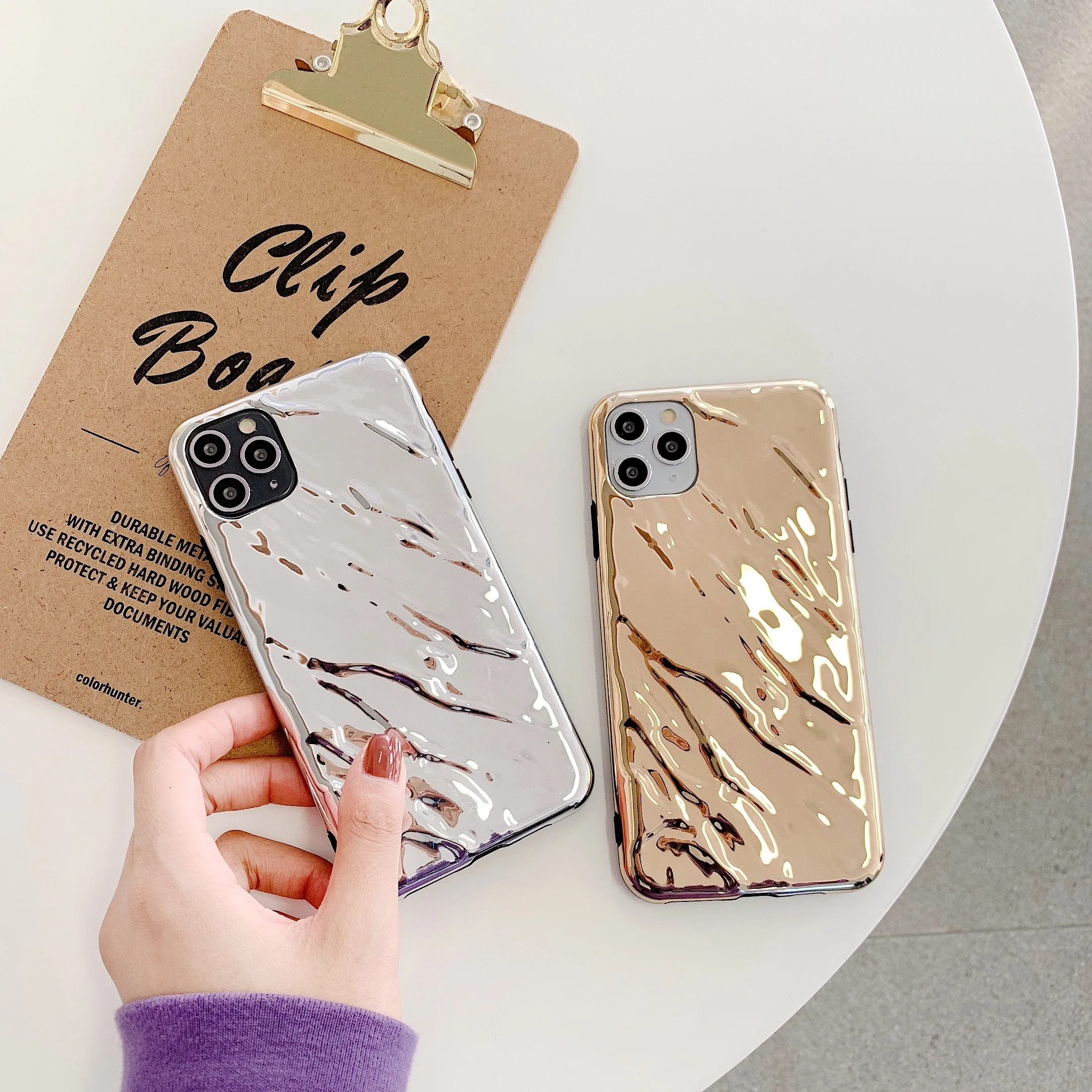 3D Dream Shell Plating Silver Gold Foil Wave Phone Case for iPhone 11 Pro XS Max XR X 7 8 Plus Glitter Soft Silicone Back Cover |