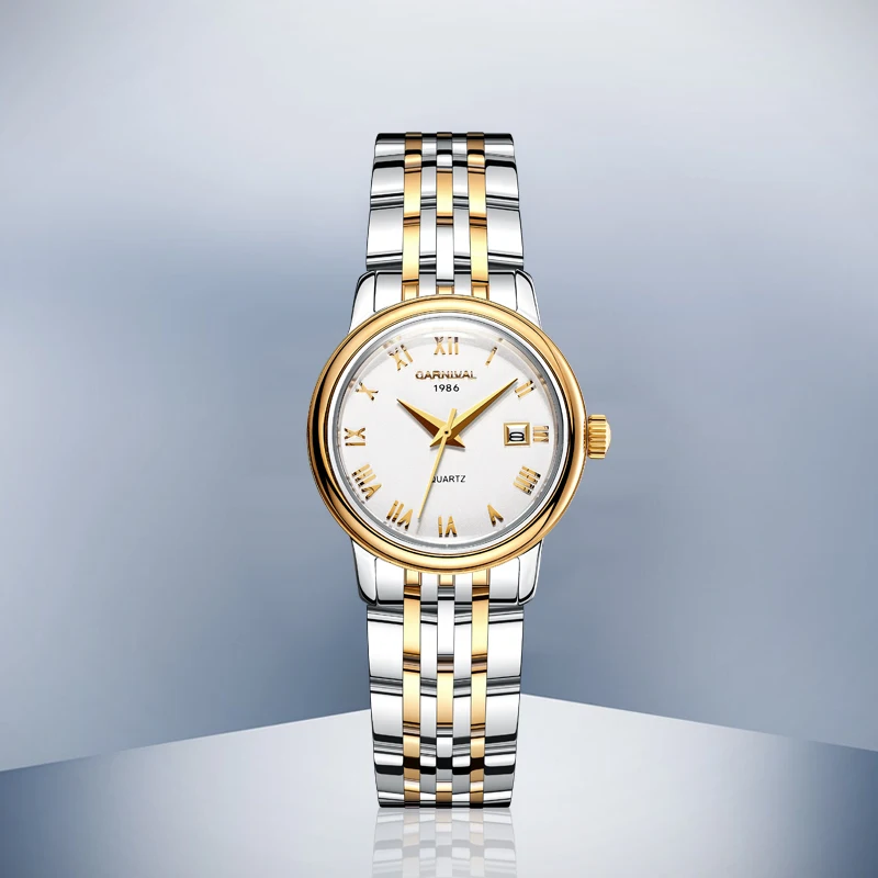Carnival Fashion Luxury Ladies Quartz Watch Waterproof Steel Strap Wrist Women Watches Brand Bracelet Clocks Relogio Feminino