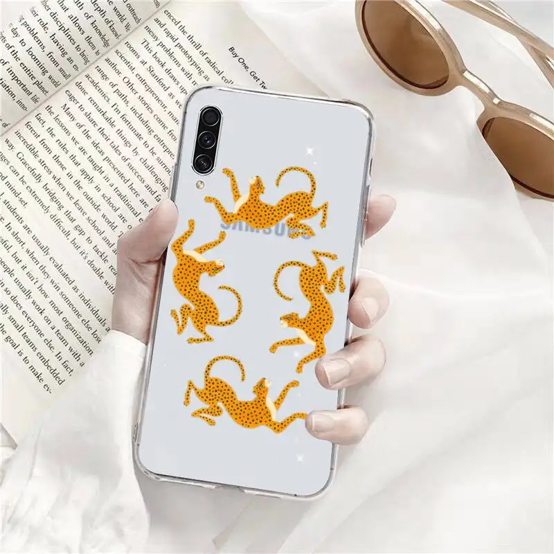 

Cartoon toned animal leopard Phone Case Transparent Clear For Samsung Galaxy A71 A21s S8 S9 S10 plus note 20 ultra