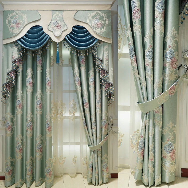 

Embroidery Curtains for Living Dining Room Bedroom Windows Backdrop Luxury European Style Home Decoration Curtain