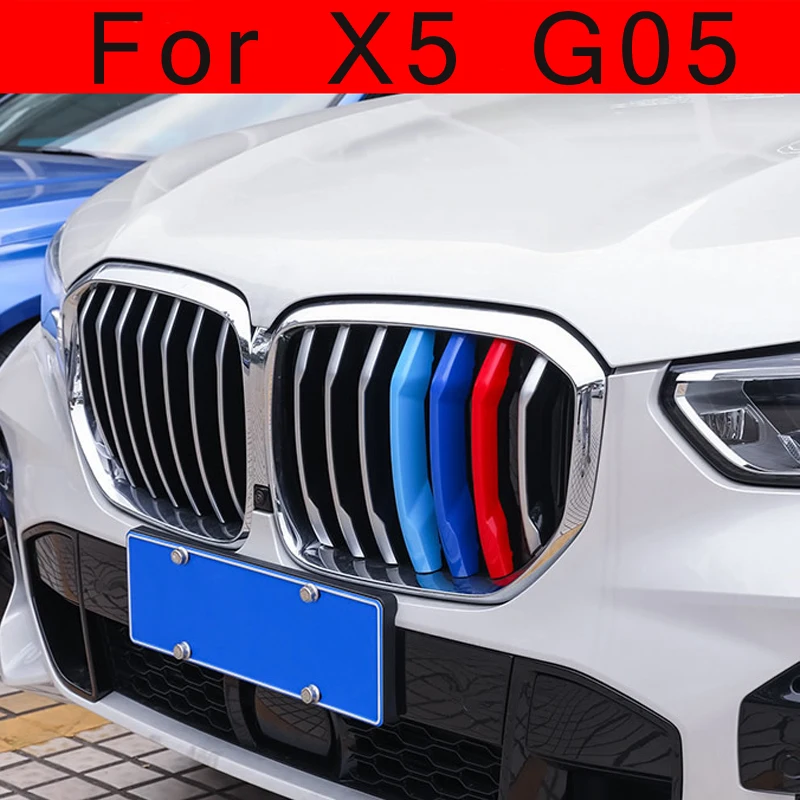 

3pcs Car Grille Trim Front Grill Grille Decal Stripe Cover Clip Trim For BMW X5 G05 Accessories M Sport Decorative Parts