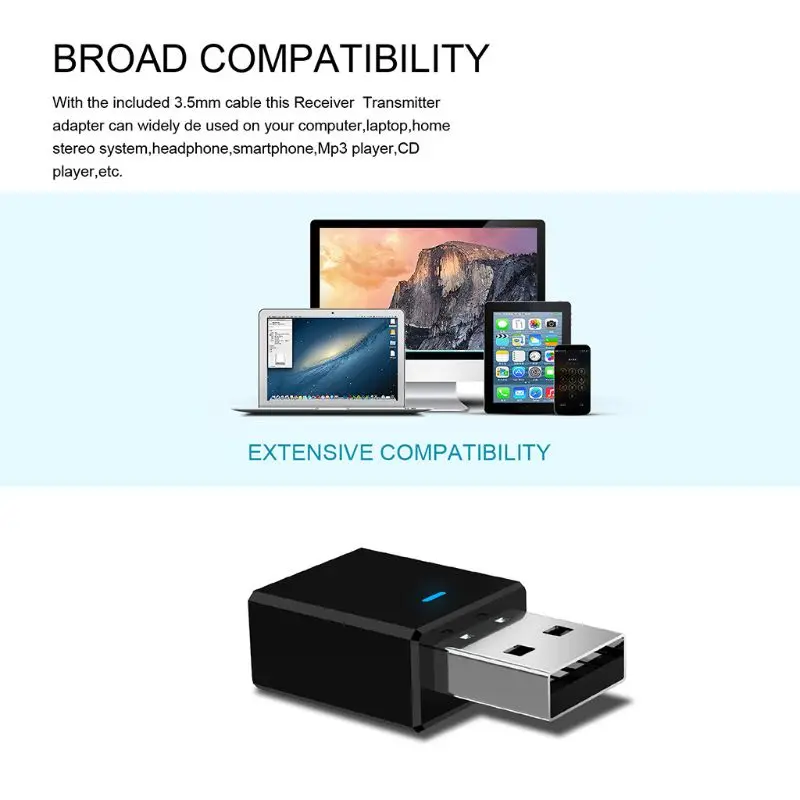 

Bluetooth 5.0 Receiver Transmitter AUX RCA USB 3.5mm Jack For TV PC Car