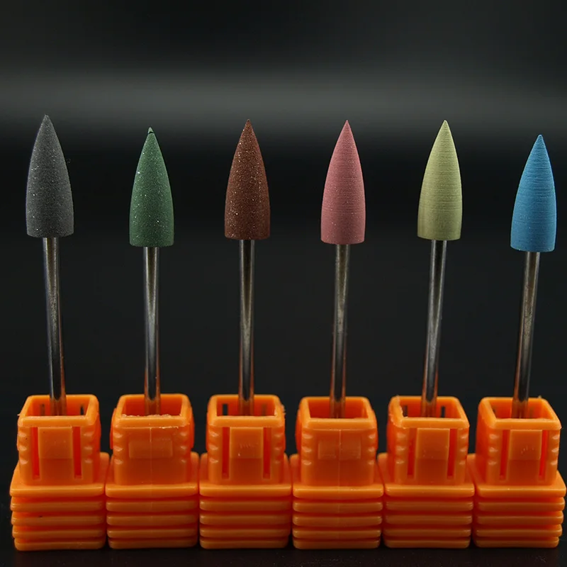 Высокое качество 6 шт./лот силиконовая насадка для полировки ногтей конусные