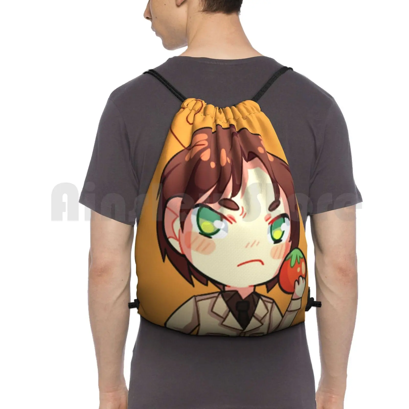 

Romano ( Lovino )-Hetalia Backpack Drawstring Bags Gym Bag Waterproof Hetalia Chibi Anime I Tomato