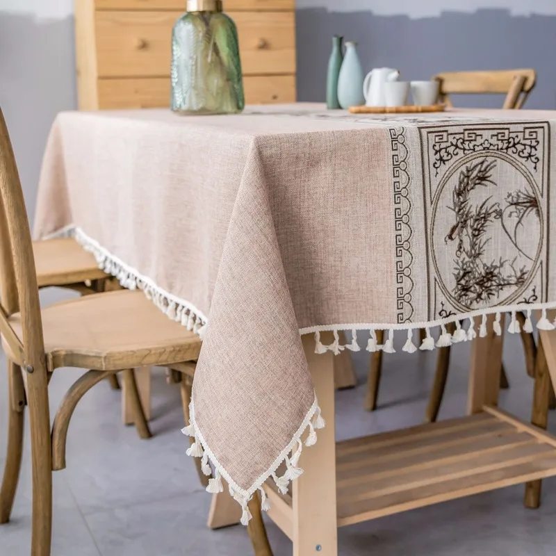 

Modern Minimalistic Fabric Striped Table Cloth Party Party Splicing Stream Su Cotton Linen Dust Meal Table Pad Decorative Table