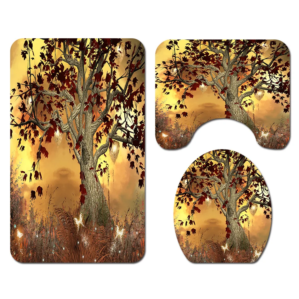 Занавеска для душа Zeegle Maples с принтом набор ковриков ванной комнаты