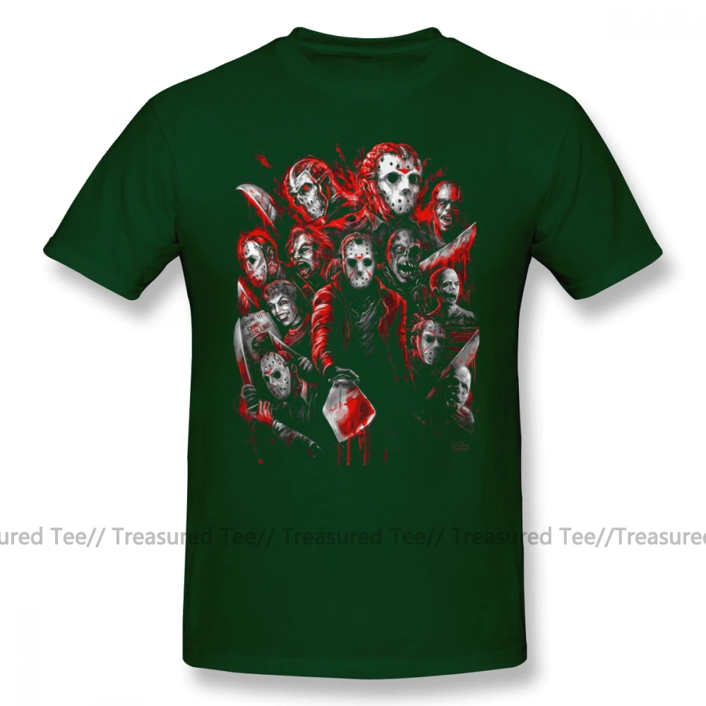 Футболка Jason Voorhees, футболка Jason Voorhees с множеством лиц, Милая футболка с короткими рукавами, Классическая футболка из 100 хлопка с графикой 5x - Цвет: Dark Green
