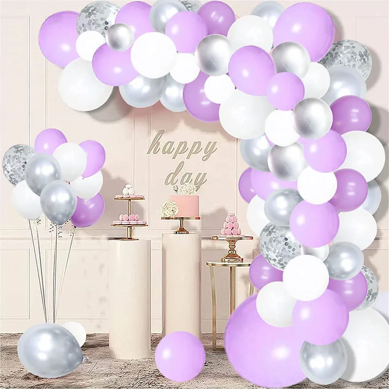 

1Set Macaron Purple Balloon Arch Set Chrome Gold Pink Garland Arch Balloon Kit Wedding Birthday Party Decoration Supplies