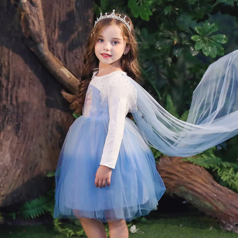 Детское платье для маленьких девочек платья Эльзы Анны покрой Принцесса детей