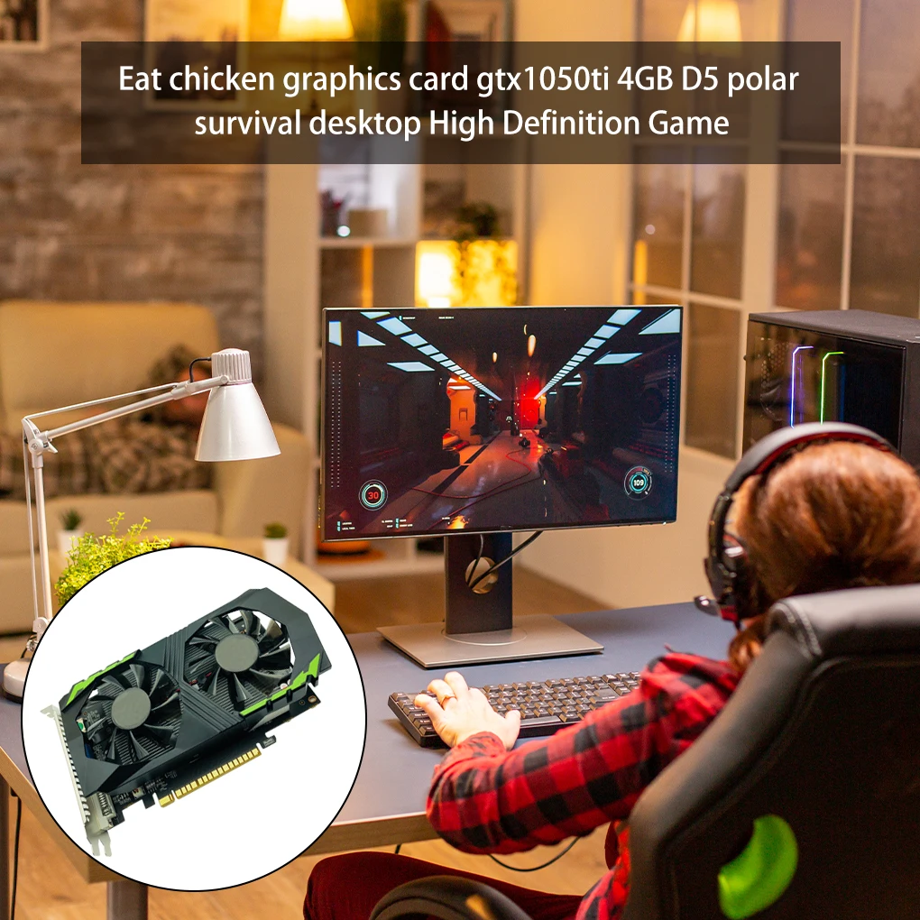 

4G GDDR5 Computer Video Card Memory GTX1050TI Graphic Card 1291Mhz/7000Mhz Gaming Computer GPU with Dual fans