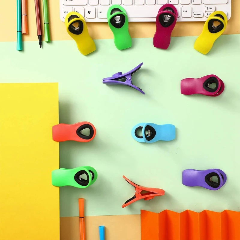 

12 Pieces Chip Bag Clips Magnetic Refrigerator Clips Multicolored Food Sealing Clips with Airtight Seal for Home Kitchen