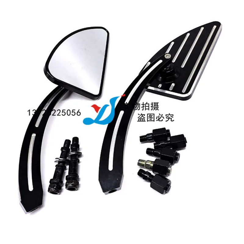 

riangle metal black motorbike rear view moto rearview mirrors for harley softail sportster mirror CNC motorcycle accessories