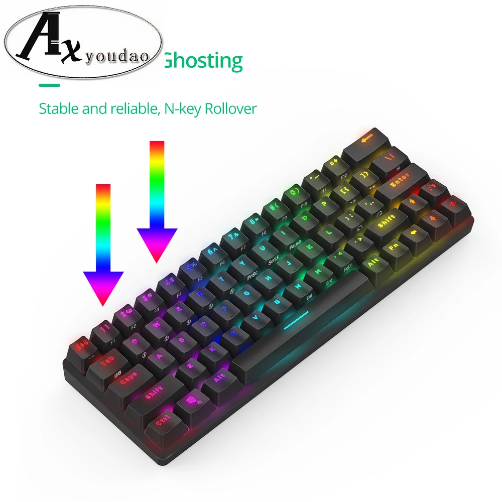 

BlitzWolf Backlit Bluetooth 5.0Wireless Mechanical Keyboard Type-C Gaming Keyboard Gateron Switch RGB 63 Keys Brown Black Switch