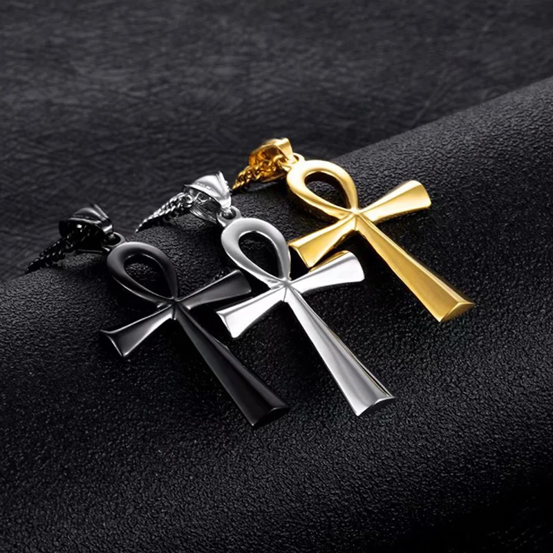 Simple Classic Fashion Cross Egyptian Ankh Life Symbol Antique Silver Color Pendant Short Long Chain Necklaces Jewelry For Women | Украшения