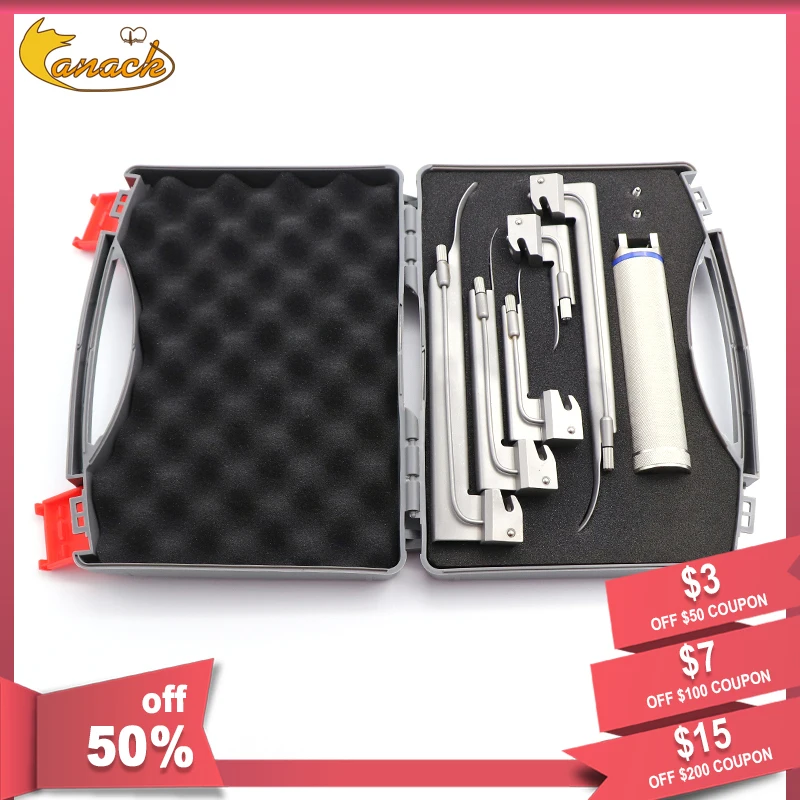 Canack High Quality Veterinary Flexible Fiber Optical Metal Light Laryngoscope Reusable straight or bend Top Sale | Хирургические