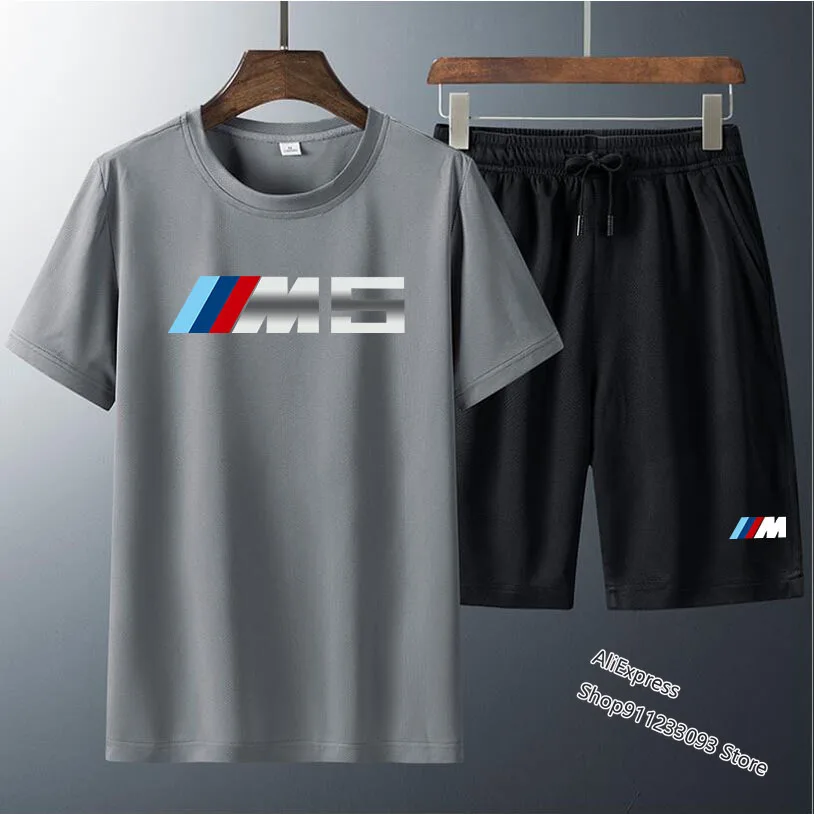 

Men's Tracksuit Summer Clothes Sportswear Two Piece Set T Shirt Shorts Brand Track Clothing Male Sweatsuit Sports Suits Husband