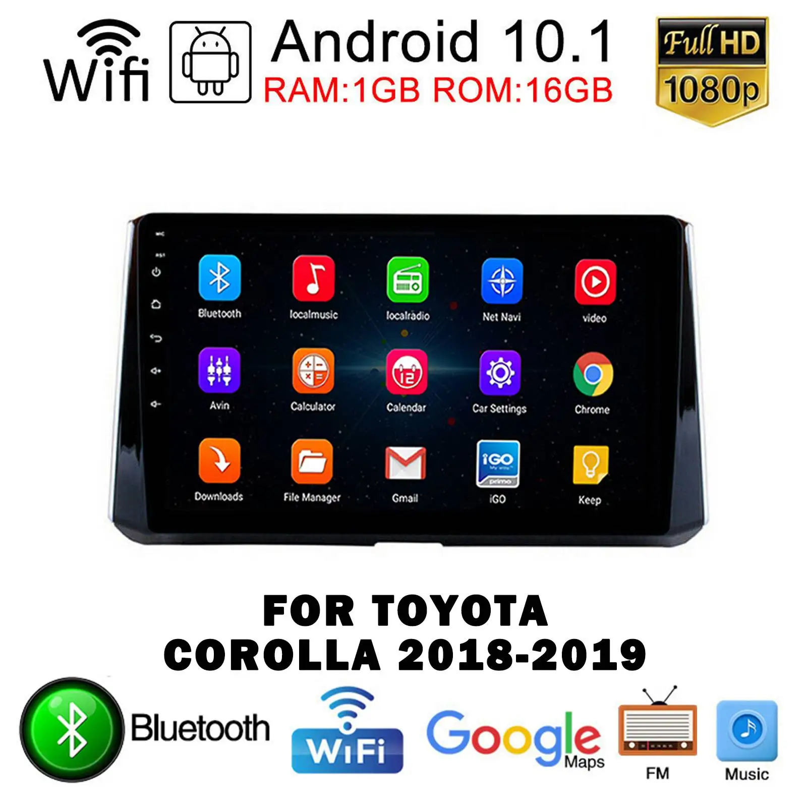 

Автомобильный DVD-плеер на Android 10,1, стерео радио GPS Navi Wifi BT для Toyota Corolla 2018 2019, автомобильный мультимедийный видеоплеер 2 Din
